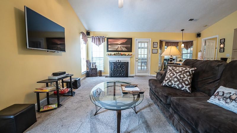 Enjoy movie night on comfortable plush sectional sofa!