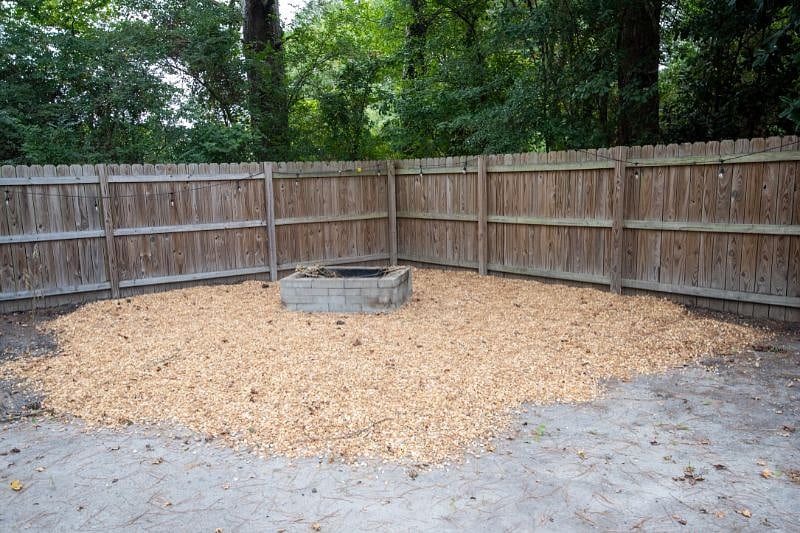 Fire pit in backyard