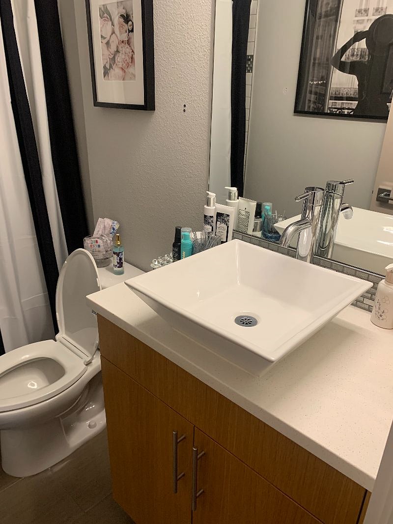 Bathroom with modern fixtures.