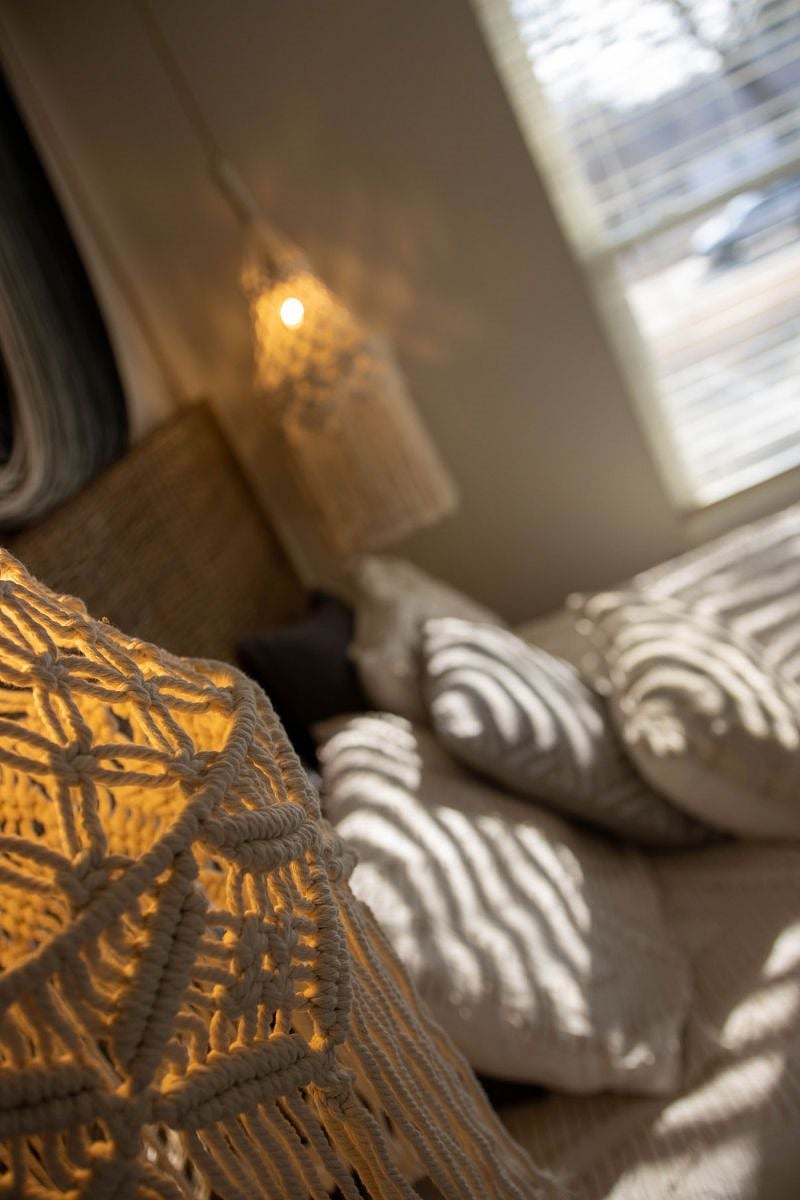 The lamps create a beautiful ambiance!  Bamboo Room