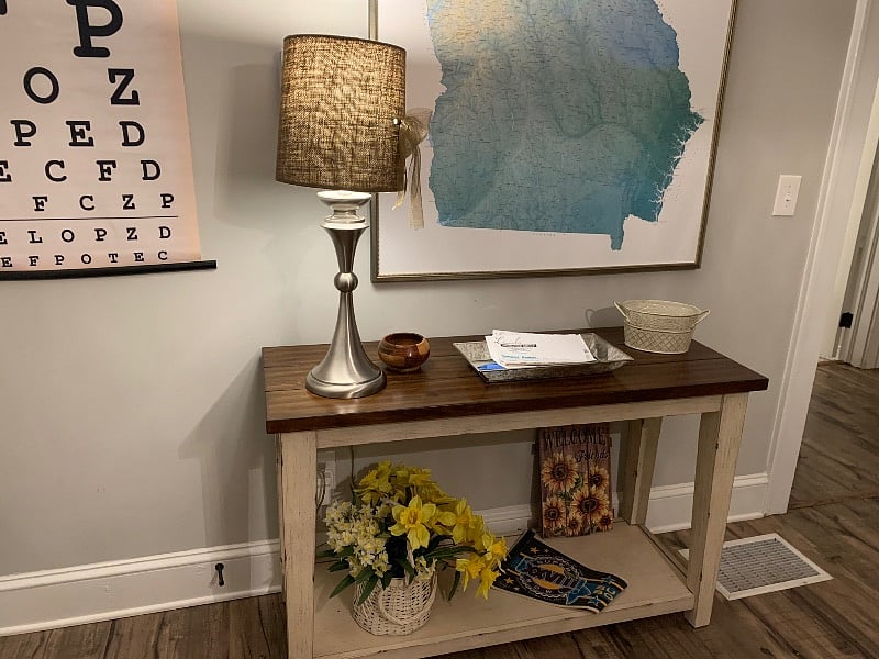 Entry table into dining room