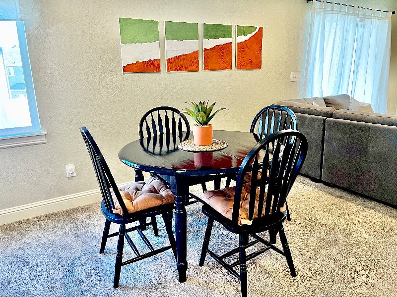 Seating for four in dining room.