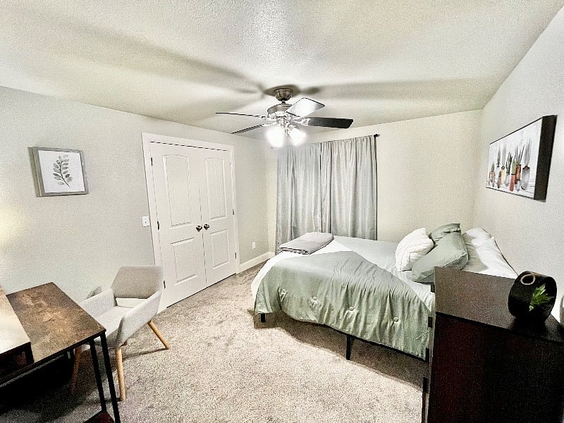 Optional furnishings for second bedroom include full bed, dresser, desk, and chair. Can mix and match or be empty. Just let us know what works best for your needs!