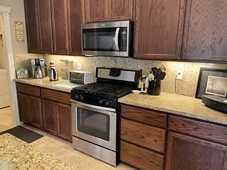 Custom appliances and extensive cabinetry