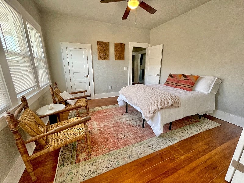 3rd bedroom with double bed and closet with storage space