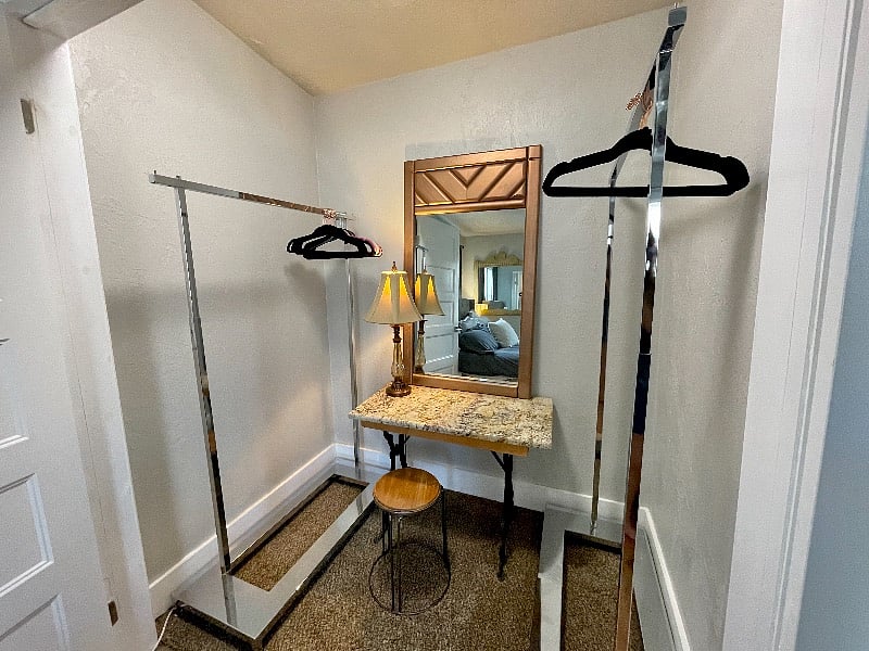 Primary bedroom walk in closet space