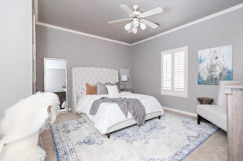 The Horse Room - this is your bedroom, right off the game room, includes a new memory foam mattress and comfortable cotton bedding. Great lighting and a separate fan switch. Privacy lock included on the bedroom door for extra privacy.