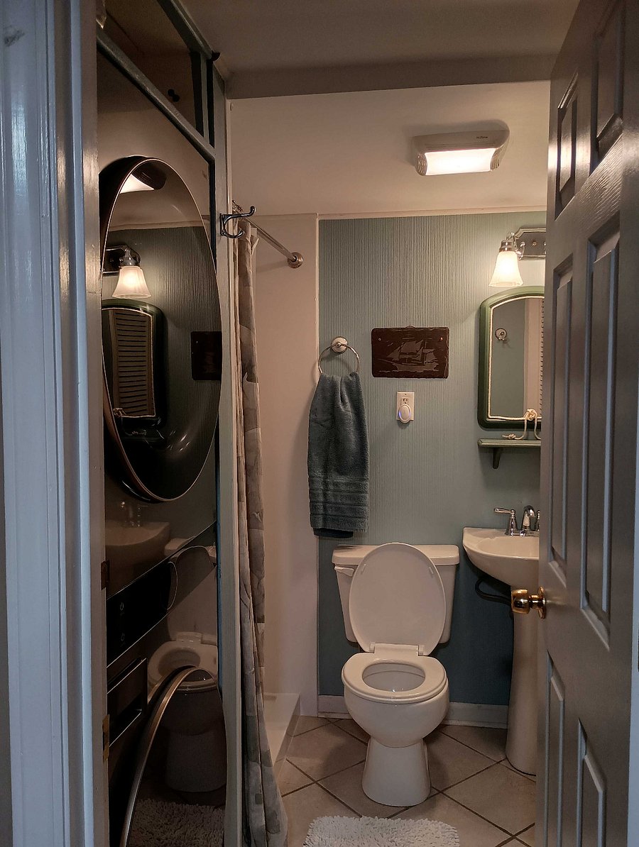 Bathroom w/Tower Large Capacity Washer & Dryer