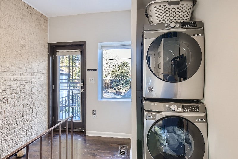Washer and Dryer by the back door.