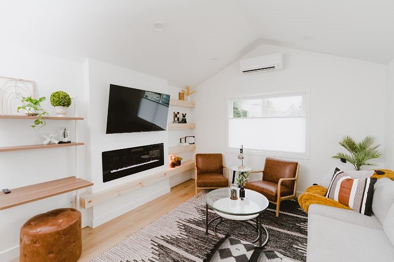 New Electric Fireplace to cozy up to your favorite shows.