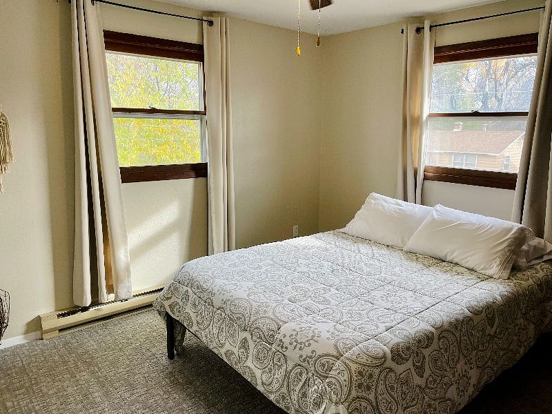 Bedroom with queen bed.