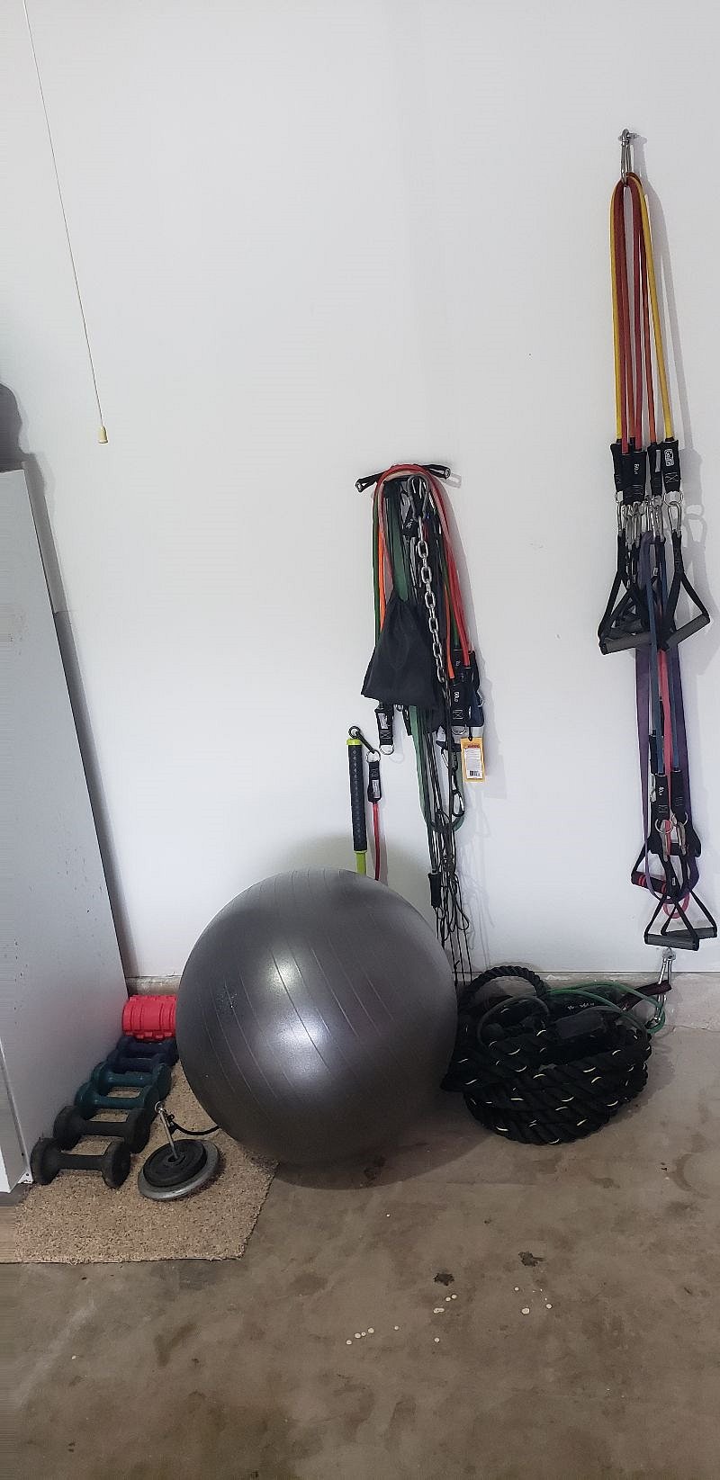 Free weights, bench and resistance bands available for your use as well!
