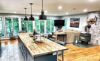 Main level lake view and familyroom
