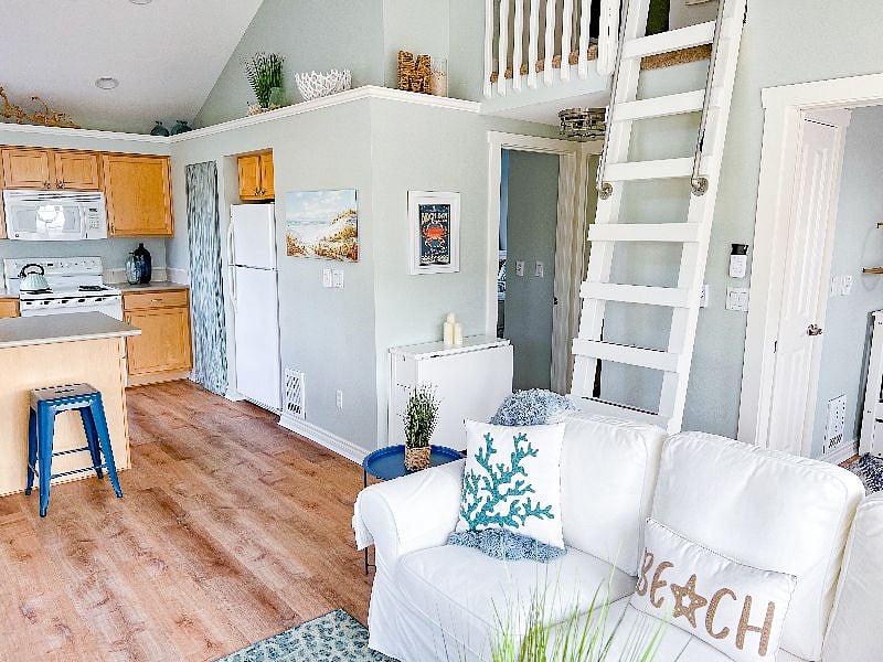 The main living space has a ladder to the loft