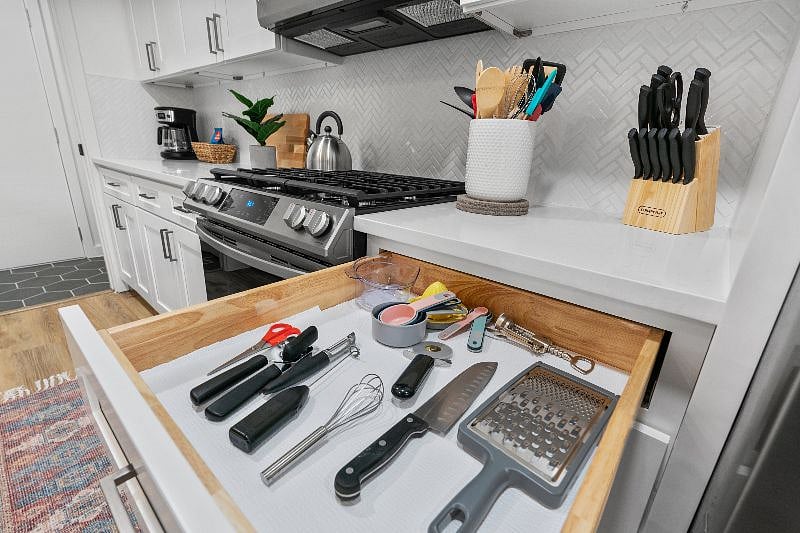 Utensils galore...there's even a froth wand!