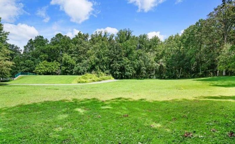 Field at the end of street at park entrance on Plum Grove