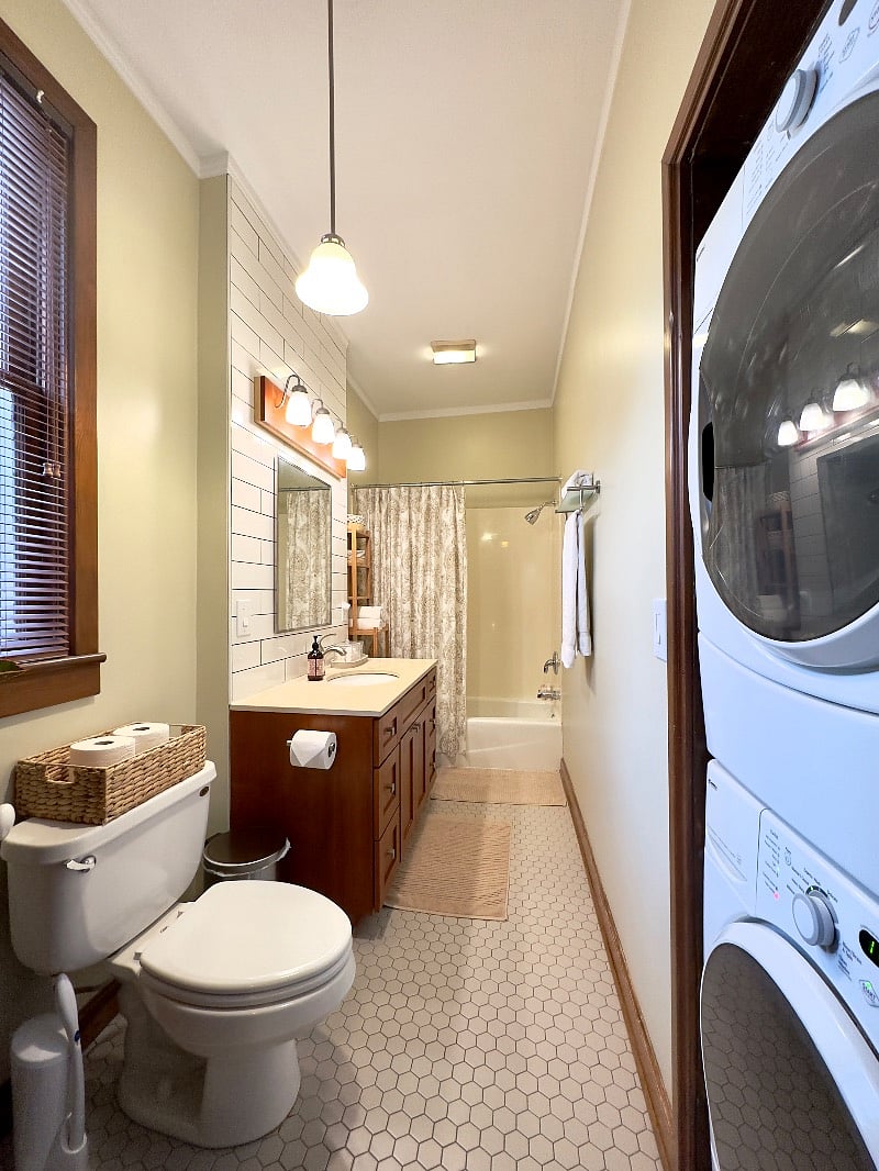 The full bath is located just down the hall from the master bedroom. The washer and dryer are conveniently located on the second floor.