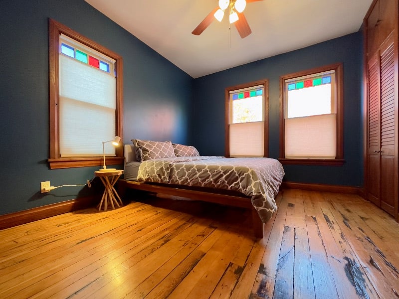 King size bed with premium Tuft & Needle Mint mattress.