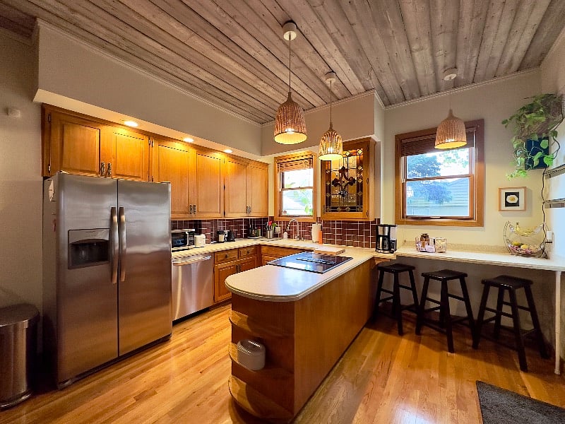 The kitchen is spacious and fully-equipped.