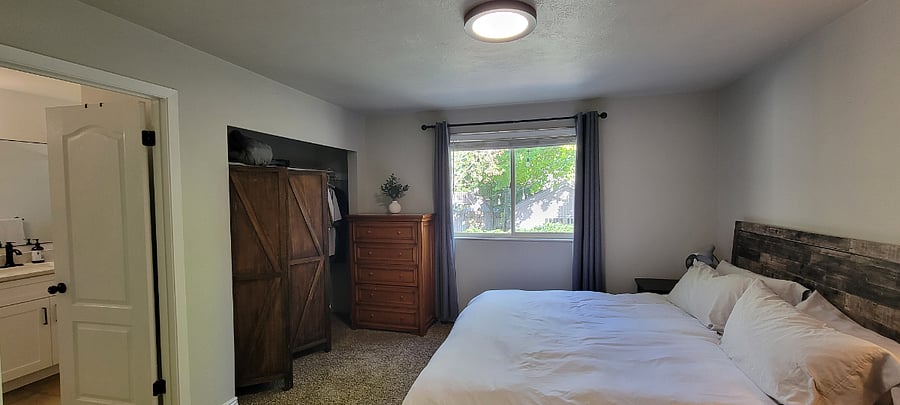 Master bedroom with two closets; entry to bathroom from both hallway and from the Master