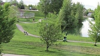 Walking path around the pond.