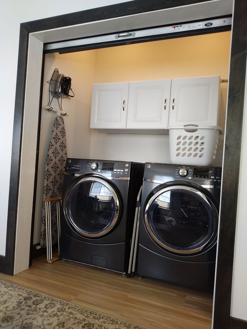 Brand new washer and dryer in condo.
