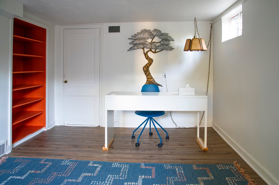 Separate Entrance, Lower Room is an Office or use it for storage.
Laundry is through the door behind desk