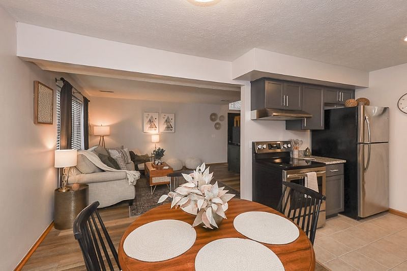 Dining room, view to living room