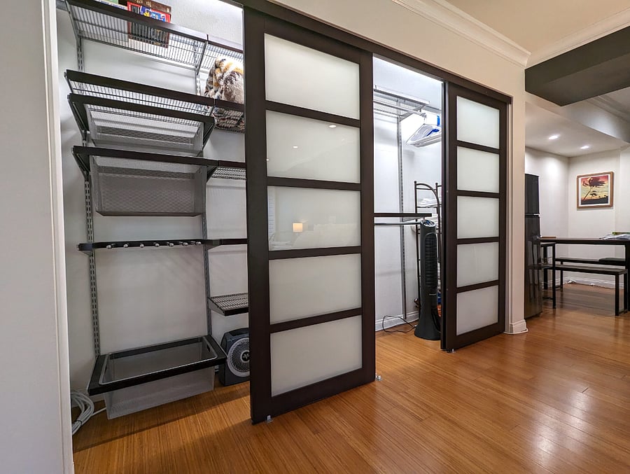 Large closet with built-in racks