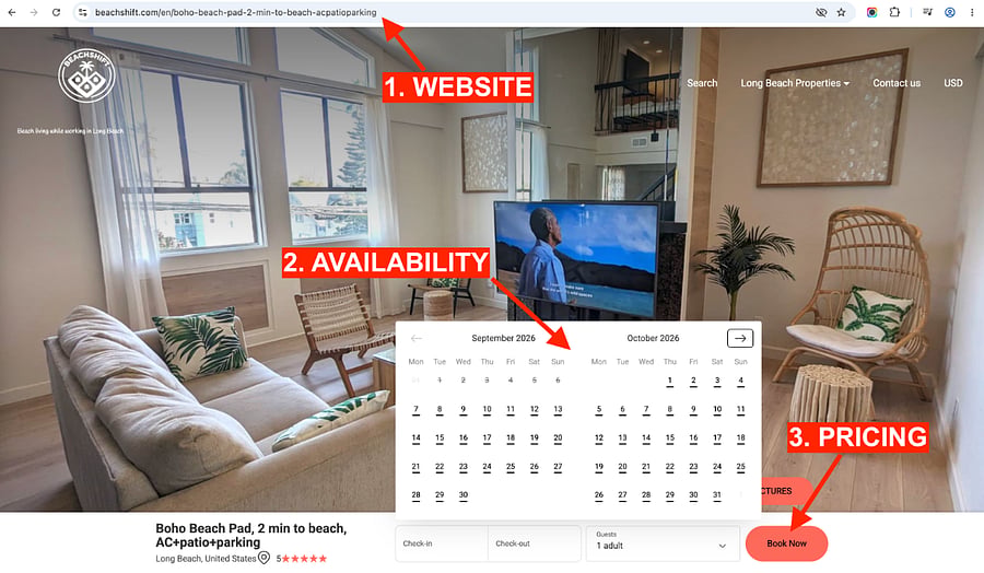 Go to beachshift.com and check availability and pricing, and then book.