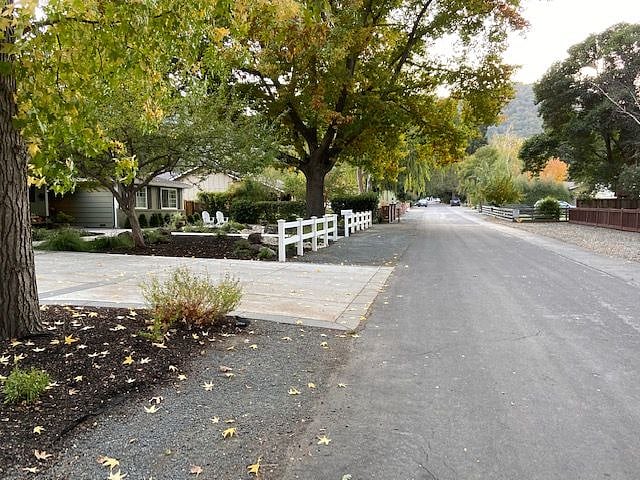 View from home driveway up street to hills