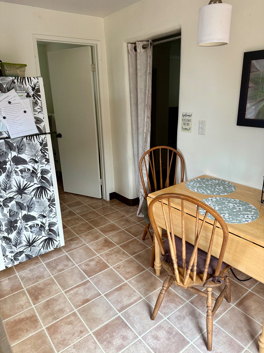 Kitchen seating areadoor to bathroom entry to living/bedroom
