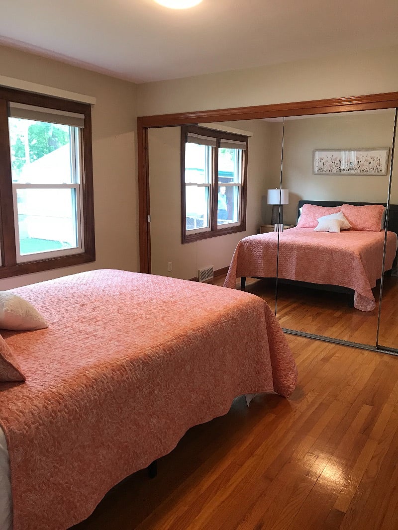 Bedroom with large closets.  