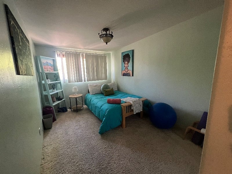 Futon in down position in zen room
