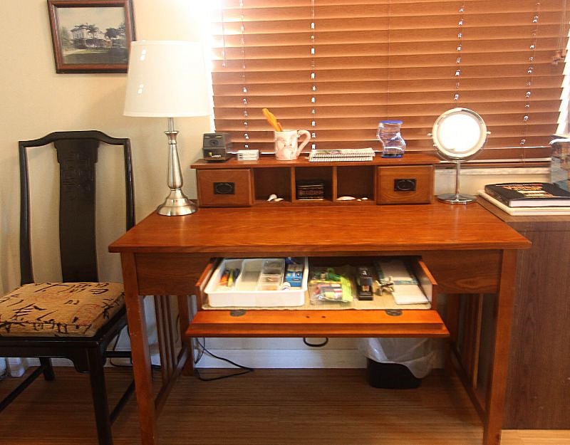 Desk supplies, device charging, emergency sewing kit, plus access to a color printer upon request.