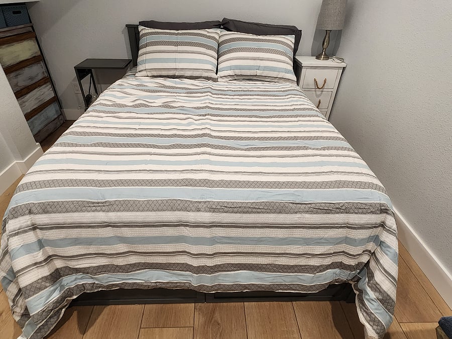 Brand new memory foam 12-inch mattress with new sheets, pillows and comforter.