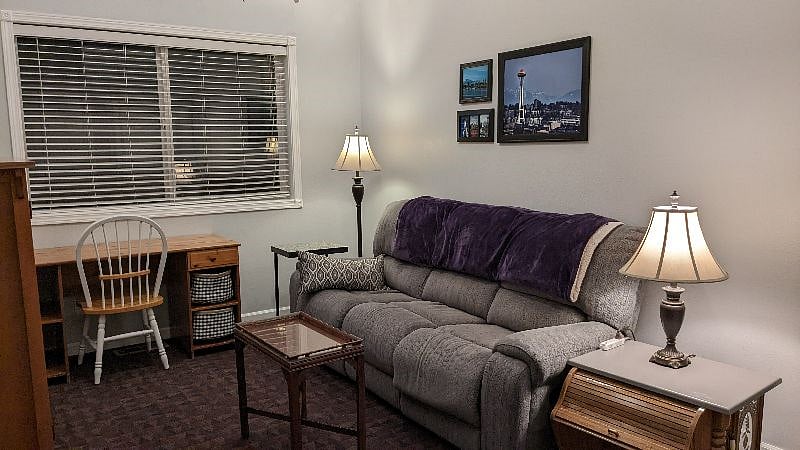 Living room with desk