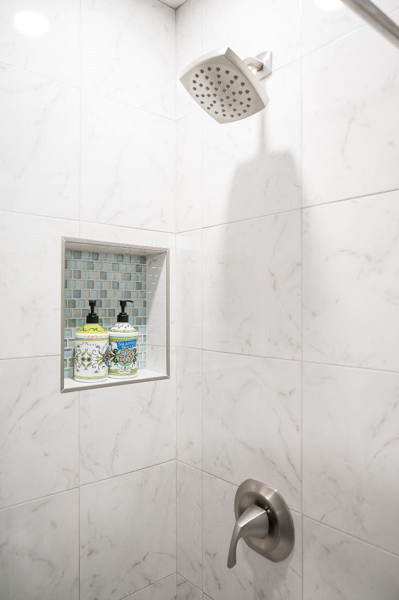 Marble and tile shower