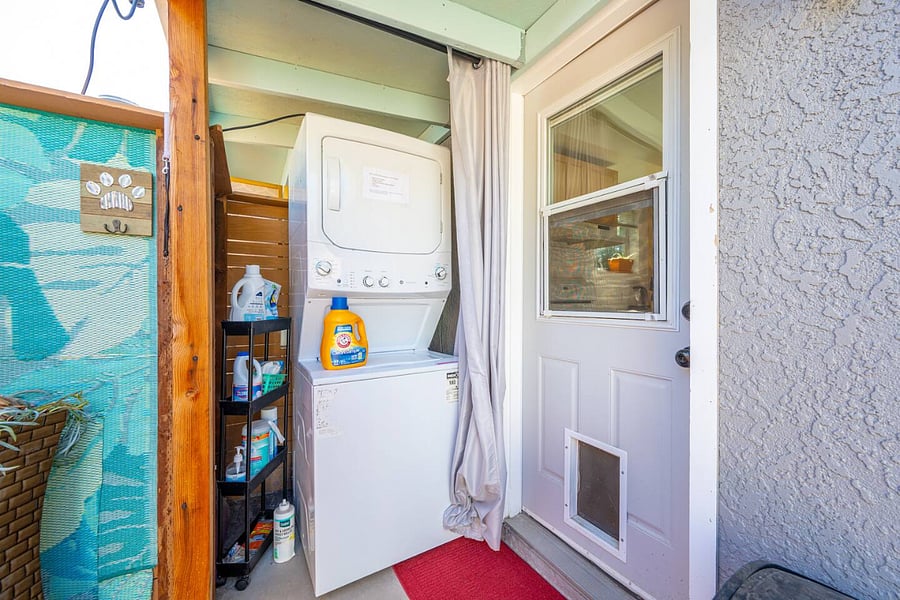 Your washer and dryer can be curtained off to "hide" it from view.