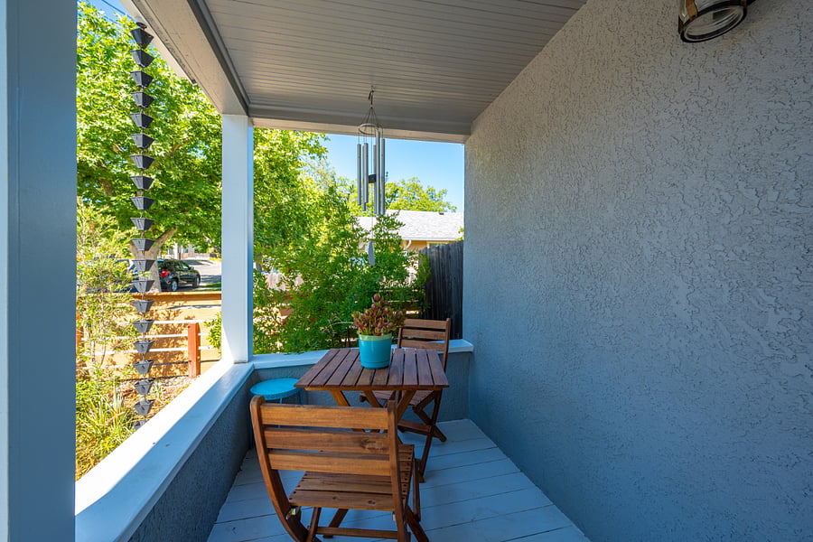 Bring your laptop and morning coffee out to the front porch for work or pleasure.