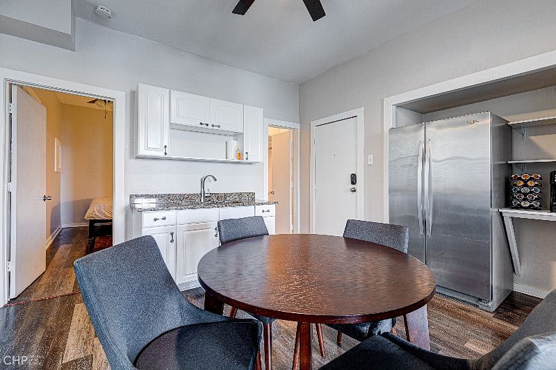 Kitchen stocked with basic cooking necessities. Coffee maker with coffee included.