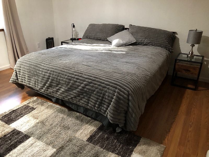 King bed in primary bedroom.