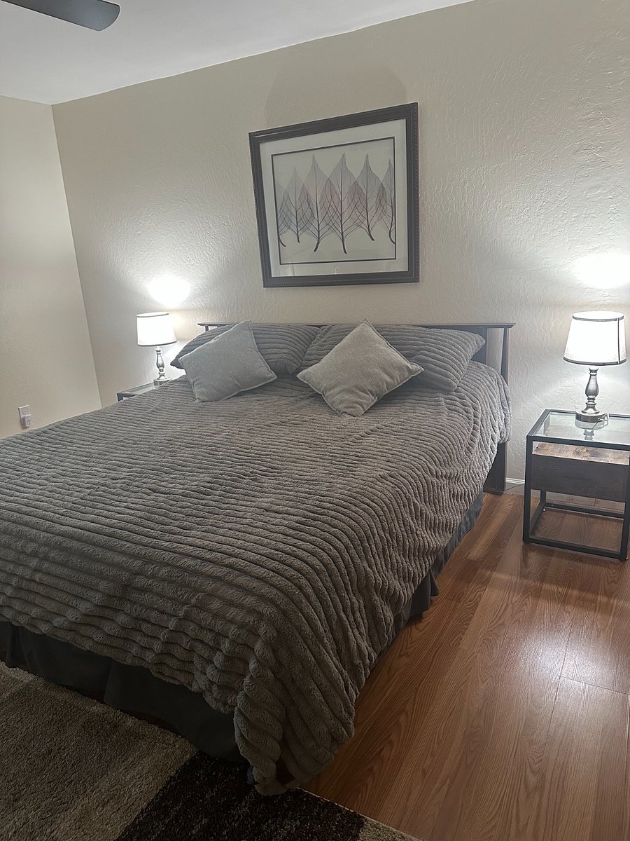 Primary bedroom with king bed