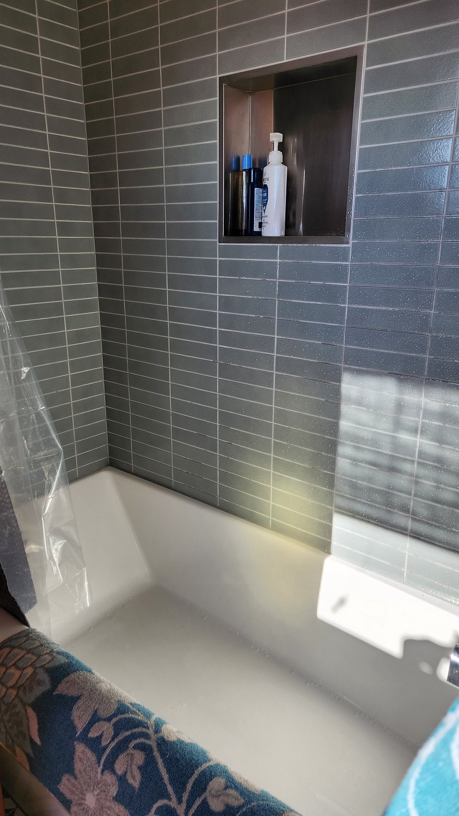 Full bathroom, tub, rain shower