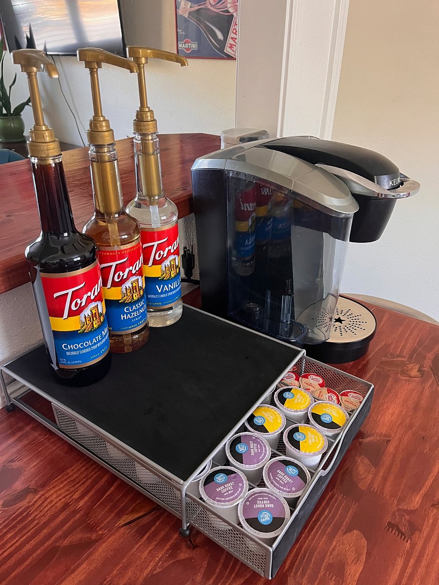 Keurig with flavored syrup.