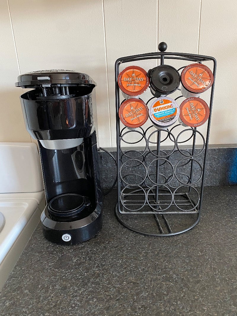 Use K cups or bring ground coffee and use the refillable pod.
