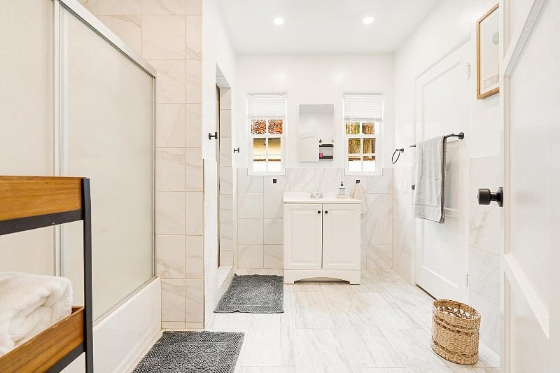 Full Bathroom with Stand up Shower and Tub.