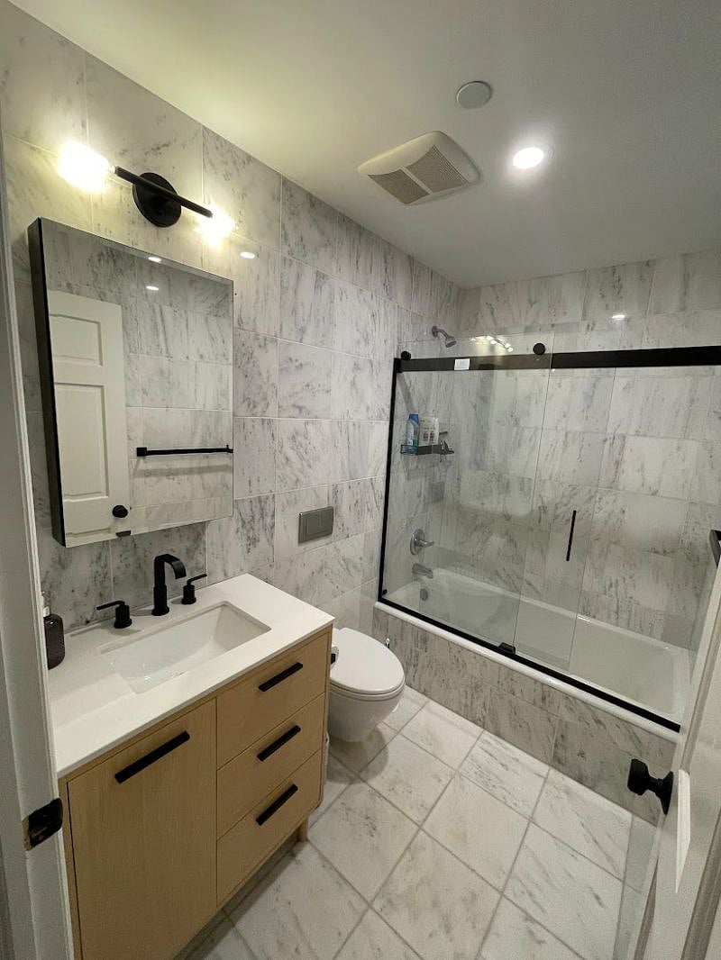 new bathroom with heated floors