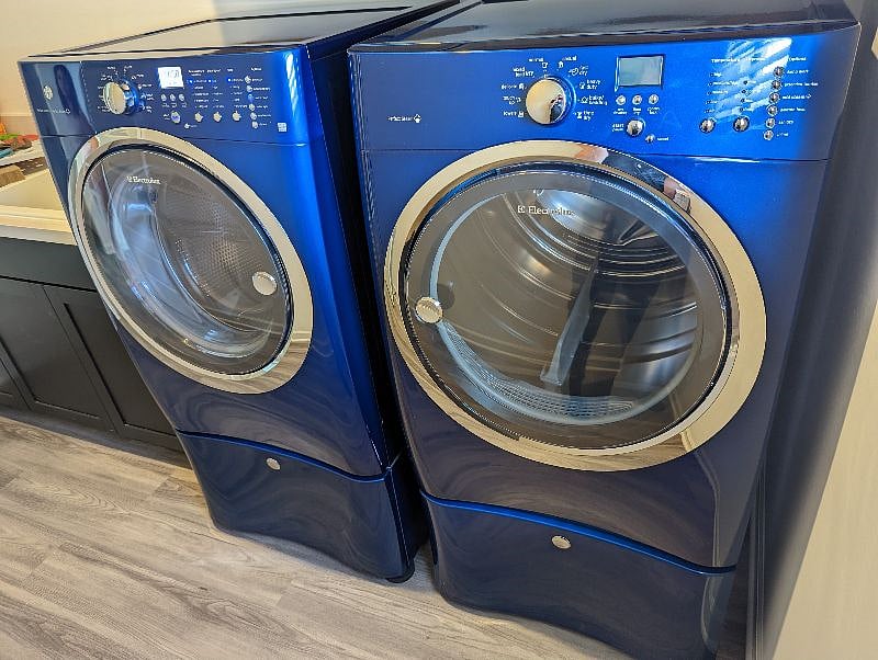 Electrolux Washer and Dryer. Dryer has a steam option for wrinkled clothes.