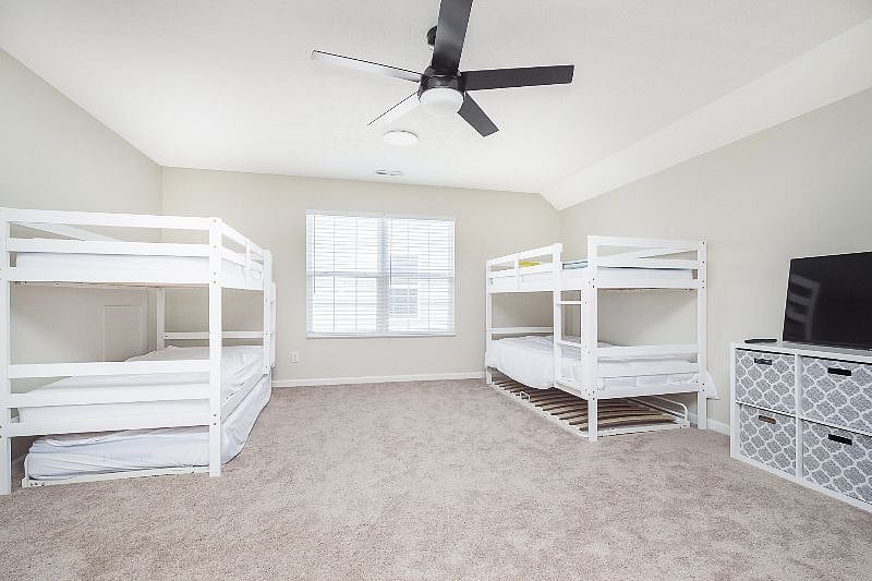 Loft with 4 twin bunks, TV, half bath
